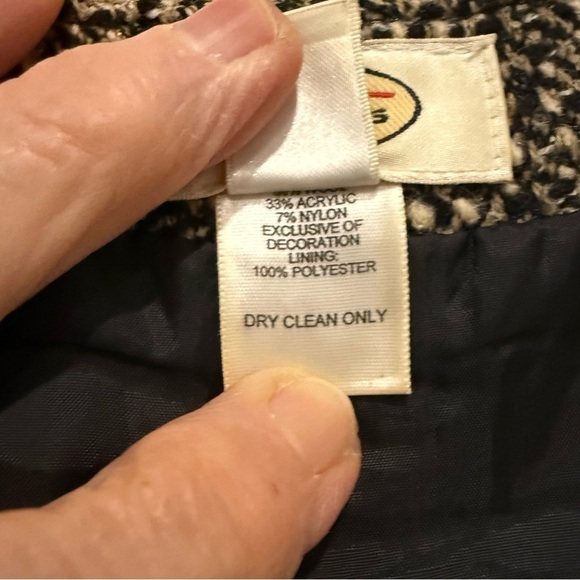 Talbots Wool Blend Skirt A-line Tweed Piping Black & Tan Midi Women’s Size 8 - Picture 11 of 12